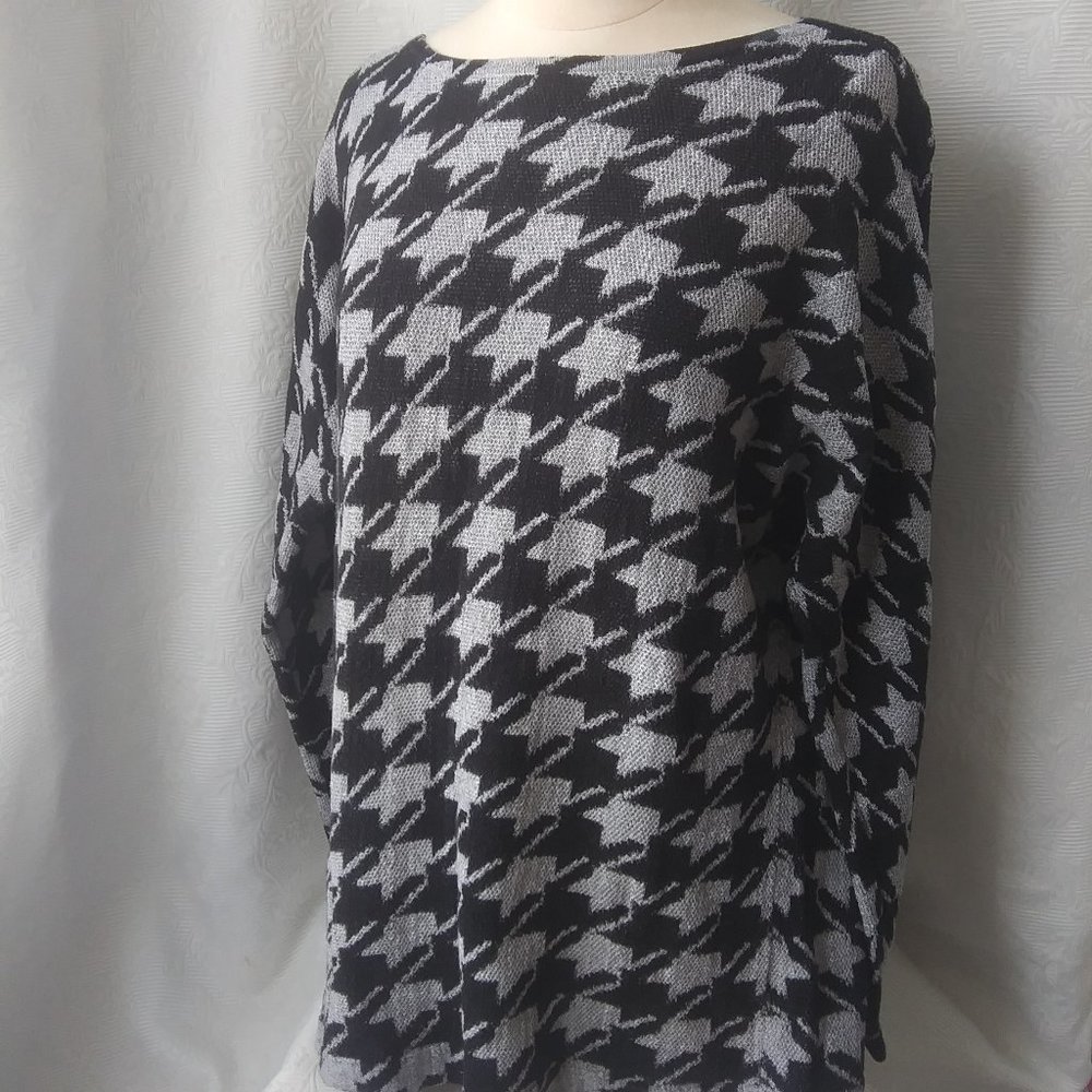 J. Jill | Black/Neutral Houndstooth Sweater Winter Business Casual | MP
